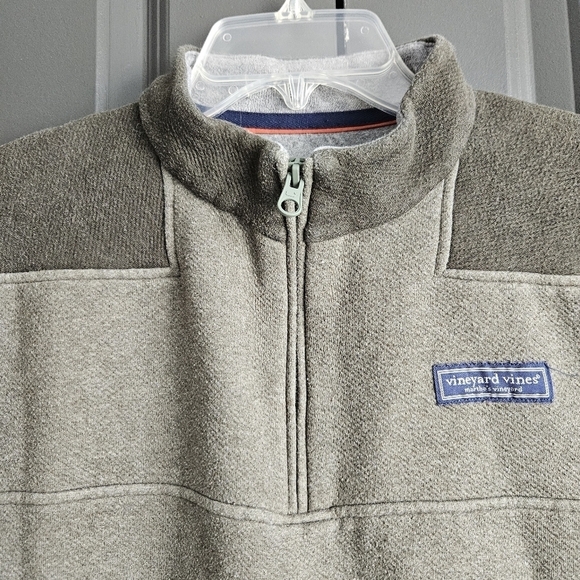 Vineyard Vines Saltwater Fleece Shep Shirt Mens Medium Green 1/4 Zip Sweatshirt - Picture 3 of 11
